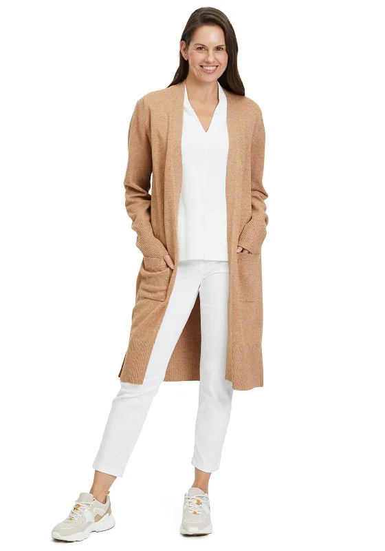 Instant Savings Await!Betty Barclay Long Open Knit Cardigan, Camel