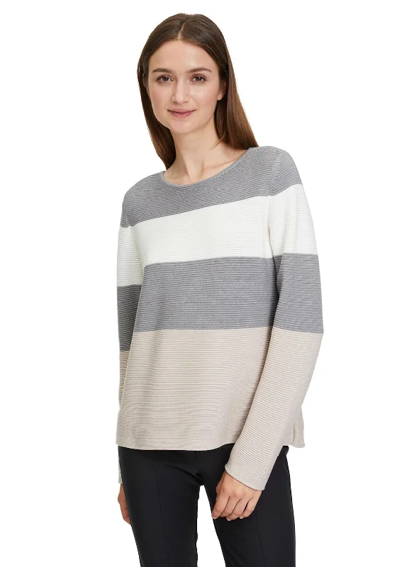 Your Shopping Spree Starts Here!Betty Barclay Fine Knit Stripe Jumper, Grey & Beige