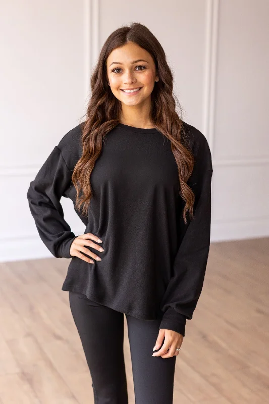 Best Offers of the Month!Black Crazy Cozy Microfleece Crewneck
