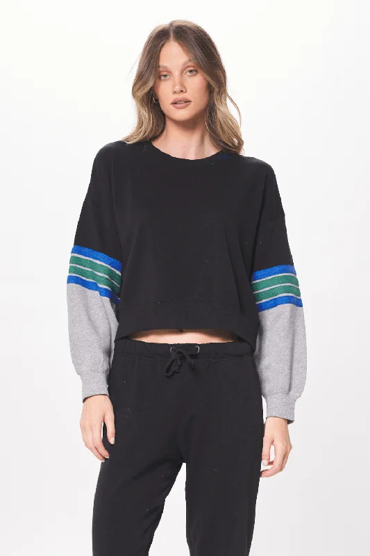 Don’t Wait – Shop Today!Black & Grey Fleece Crewneck w/ Twill Tape