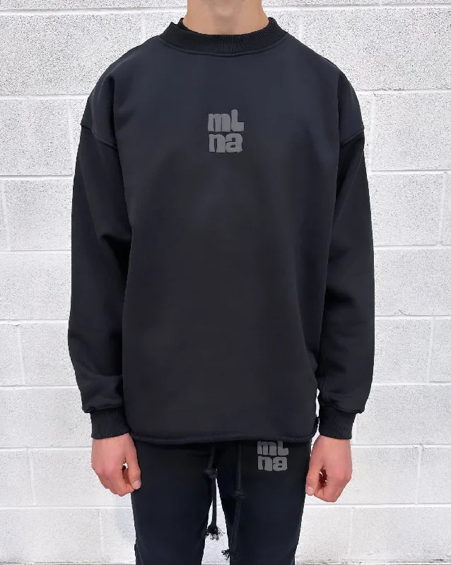 Today Only – Don’t Miss It!Black Heavyweight Bubble Open Hem Sweatshirt.