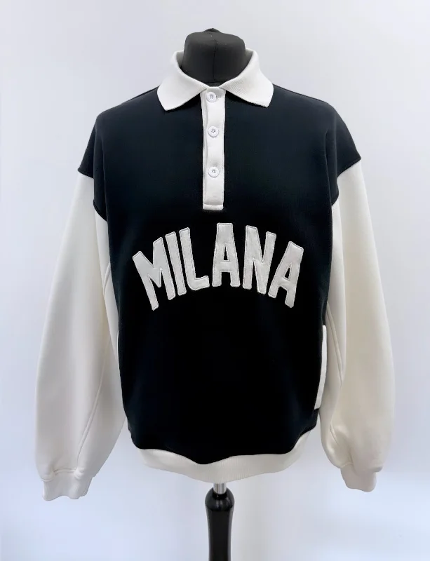 Shop Smart, Save Big!Black Milana Button Heavyweight Polo Sweat.