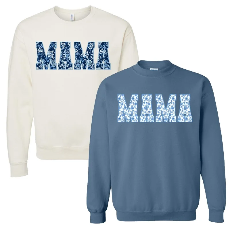 Time to Save Big!'Blue & White Chinoiserie 'Mama' Crewneck Sweatshirt