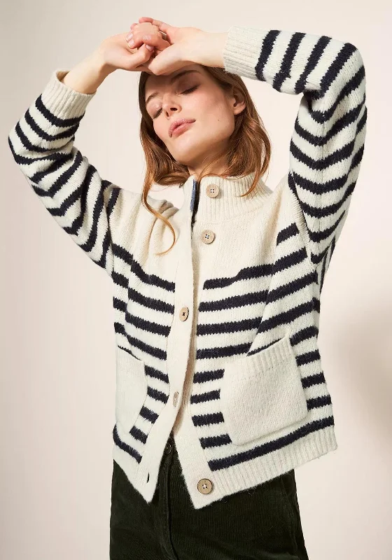 Buy One, Get One Free!White Stuff Bonnie Striped Knit Cardigan, Ivory