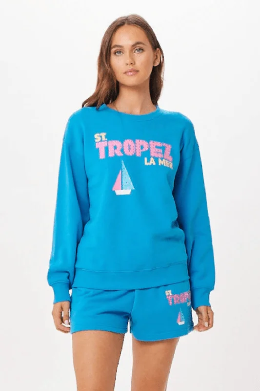 Get Ready to Save!Bright Blue St. Tropez Jet Setter Surf Wash Crewneck