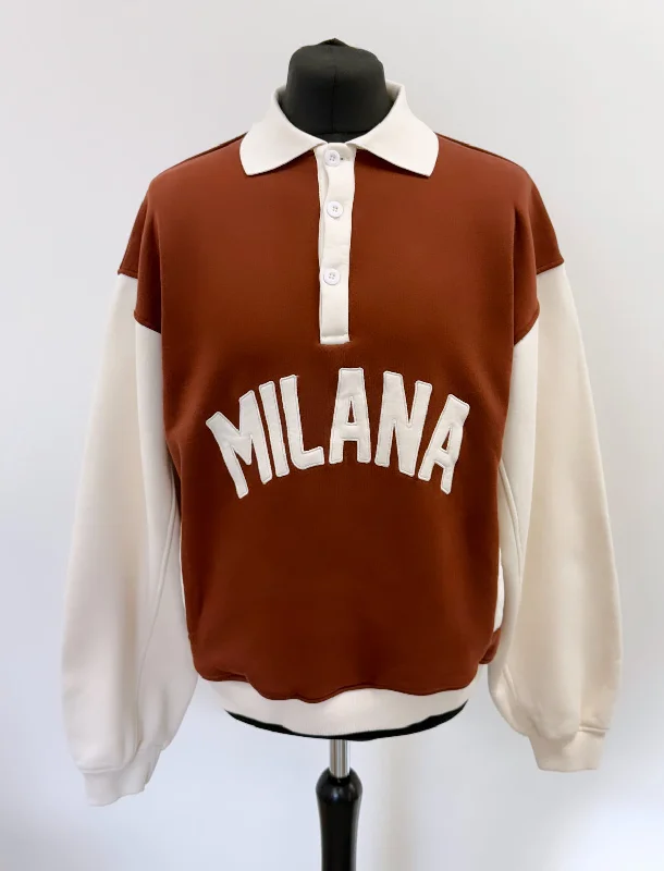 Savings You Can’t Ignore!Burgundy Milana Button Heavyweight Polo Sweat.