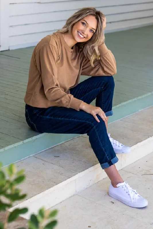 Shop Now and Save!Carmel Macchiato Tan Cropped Sweatshirt