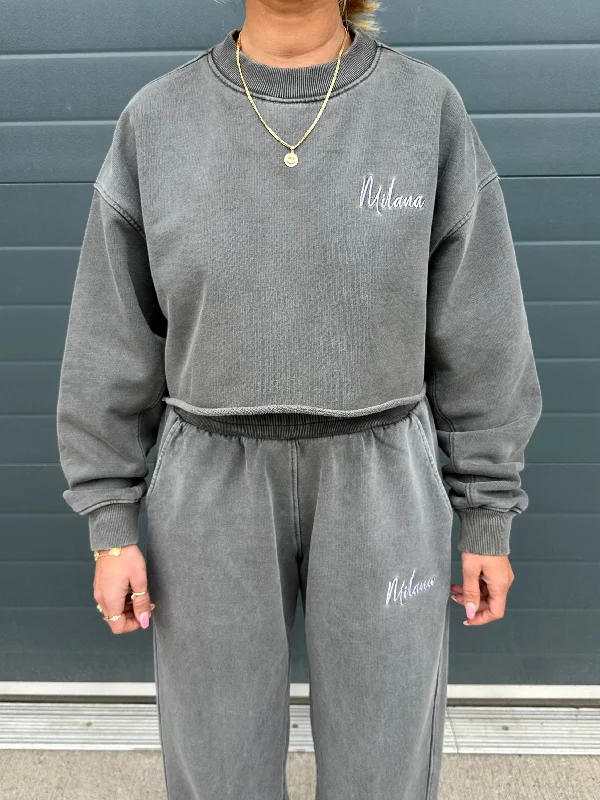 Limited Deals, Unlimited Savings!Charcoal Essential Cropped Sweatshirt.
