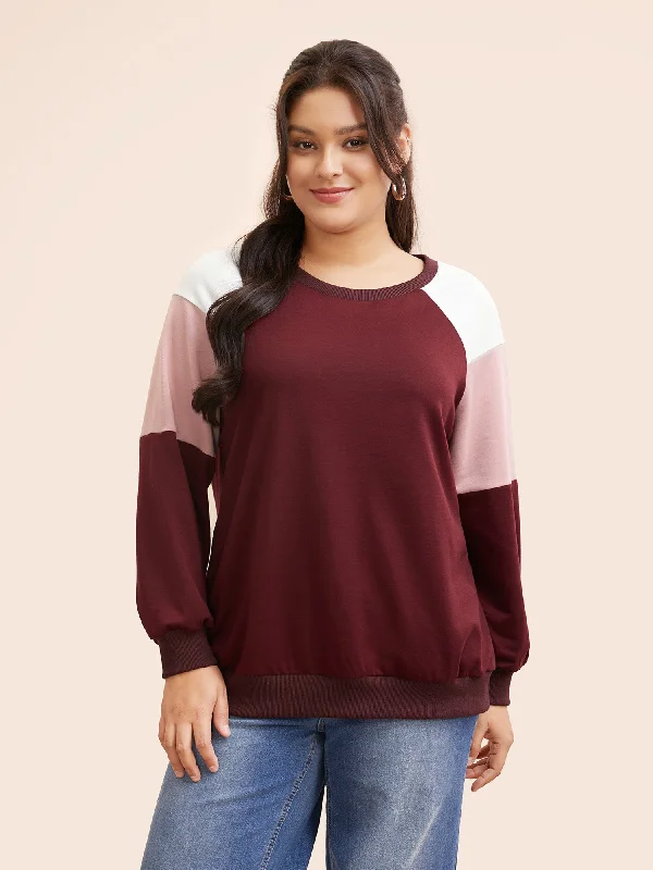 The Best Sale of the Year!Colorblock Contrast Raglan Sleeve Sweatshirt