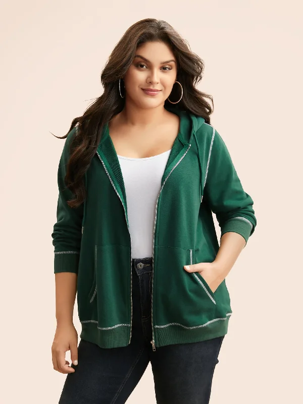 Today Only – Don’t Miss It!Contrast Stitch Hooded Drawstring Sweatshirt