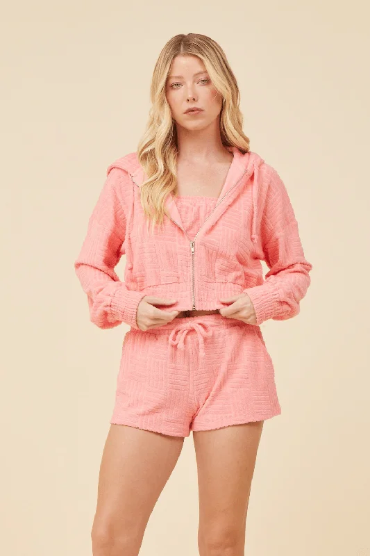 The Sale You’ve Been Waiting For!Coral Corded Terry Zip Up