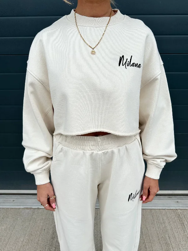 Shop More, Spend Less!Cream Essential Cropped Sweatshirt.
