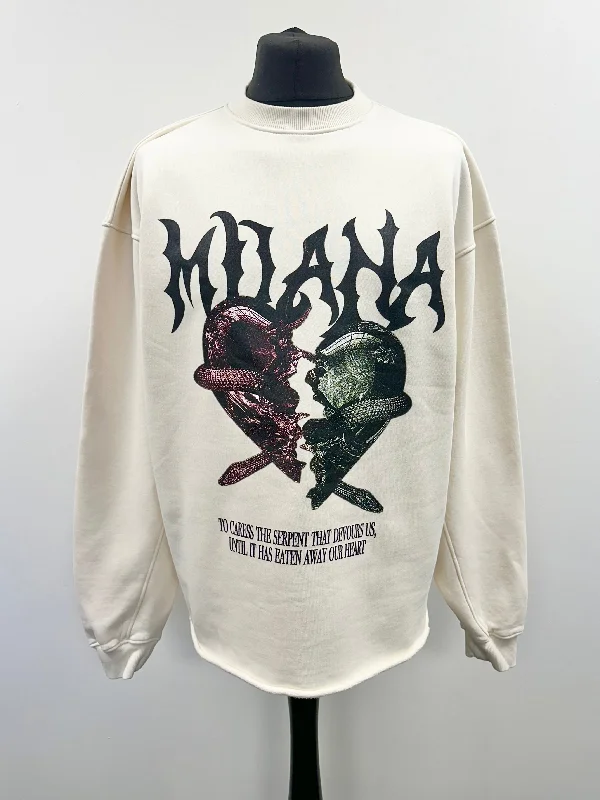 Huge Savings – Act Now!Cream Serpent Heavyweight Open Hem Sweatshirt.