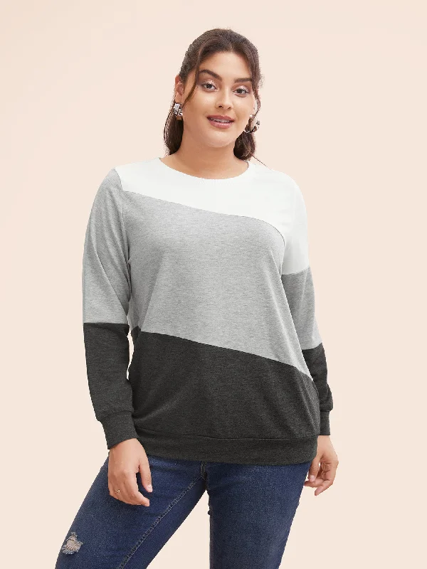 Incredible Savings Inside!Crew Neck Colorblock Contrast Sweatshirt