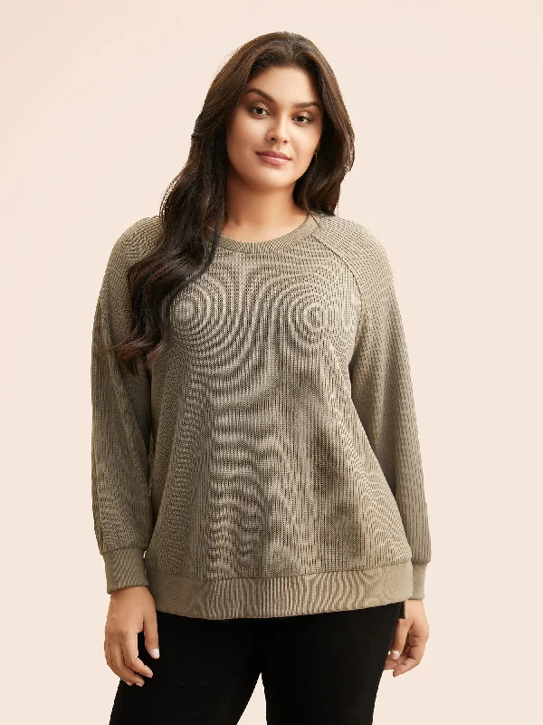 Shop Today, Save Tomorrow!Crew Neck Zipper Detail Raglan Sleeve Sweatshirt