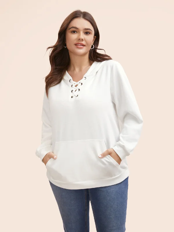 More Discounts, More Joy!Cross Straps Kangaroo Pocket Hooded Sweatshirt