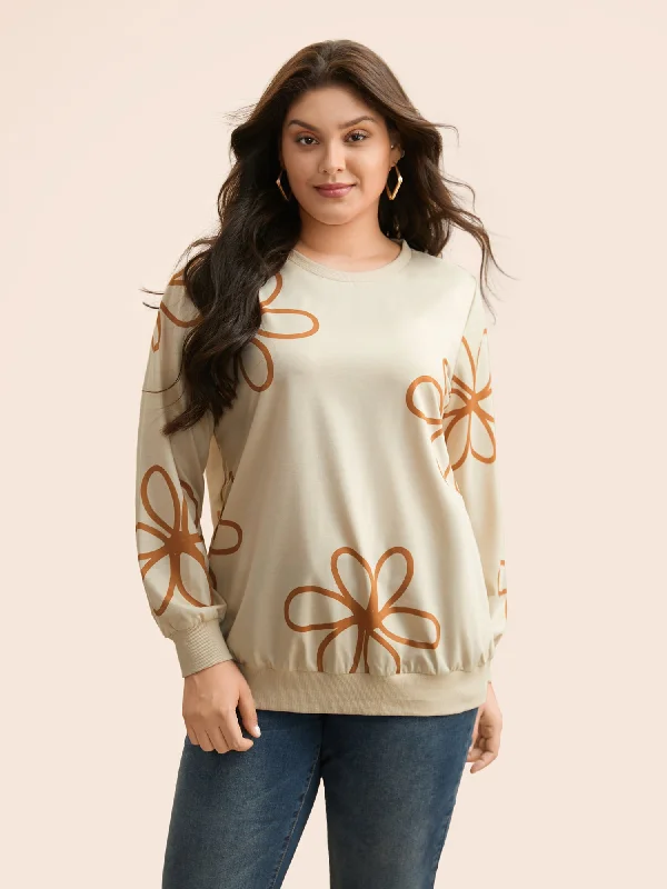 Special Discounts Inside!Floral Print Crew Neck Sweatshirt