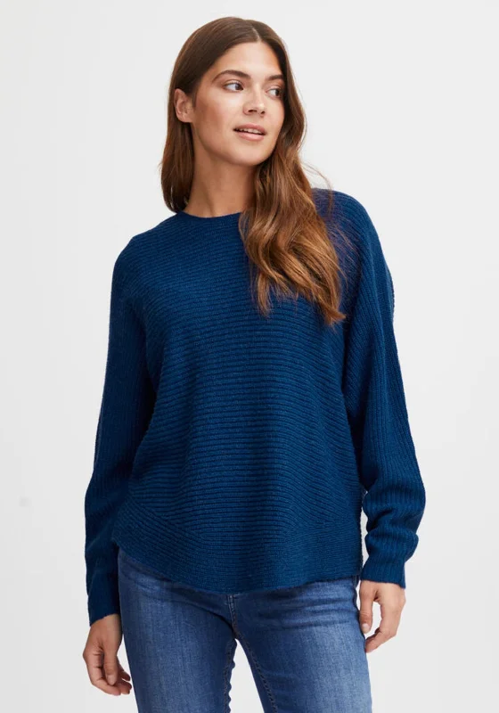 Only a Few Left – Order Now!Fransa Ribbed Knit Loose Jumper, Blue