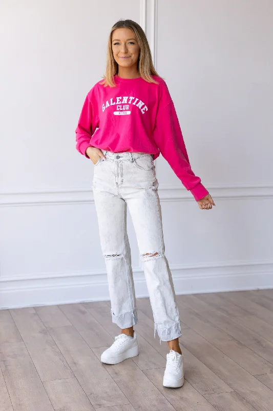 Steals and Deals Await!Galentine Club on Hot Pink Crazy Cozy Microfleece Crewneck