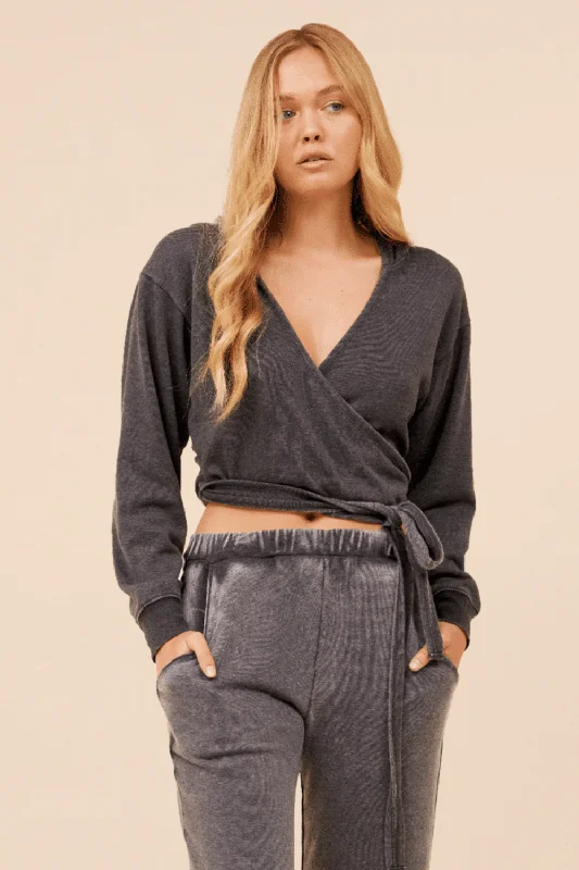Snag the Best Prices Now!Heather Charcoal Lightweight Fleece Surplice Hoodie