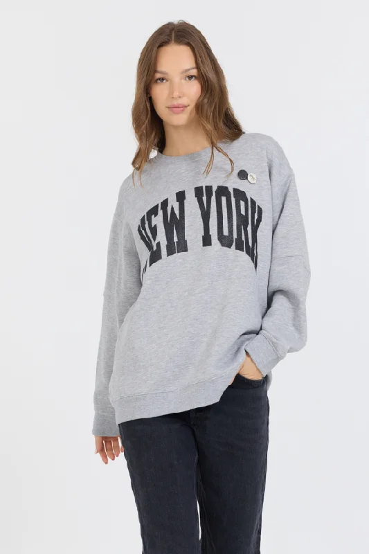 Sale Alert – Get Ready to Shop!Heather Grey W/ Black Garment Dye Fleece Crew W/ Glitter Print