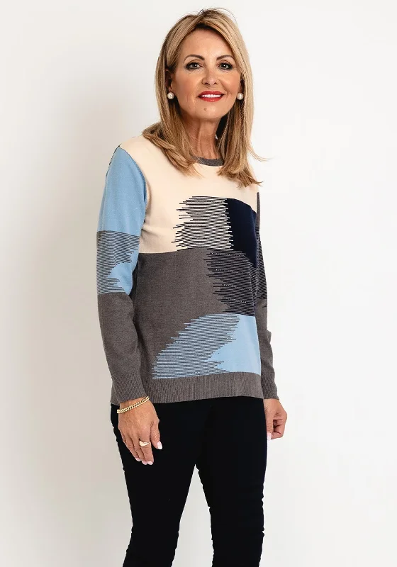 The Best Sale of the Year!Natalia Collection Round Neck Stud Embellished Knit Sweater, Blue The Best Sale of the Year!Natalia Collection Round Neck Stud Embellished Knit Sweater, Blue