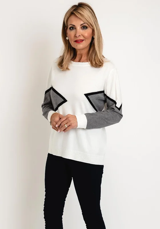 Hurry, Sale Ends Soon!Natalia Collection Contrasting Print Knit Sweater, Cream