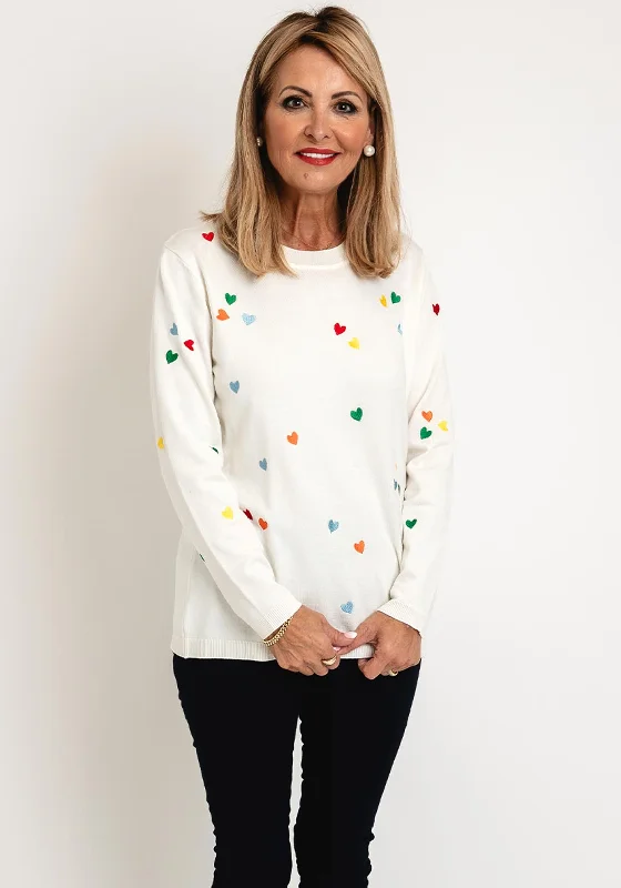 Save Up to 50% Off!Natalia Collection Heart Print Knit Sweater, Off White