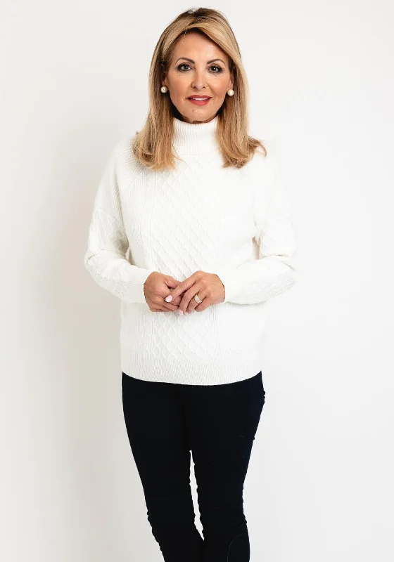 Hot Deals You Can’t Resist!Natalia Collection High Neck Cable Knit Sweater, Ivory