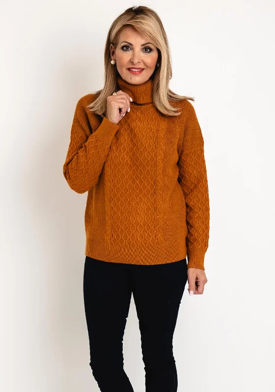 Great Deals, Just for You!Natalia Collection High Neck Cable Knit Sweater, Mustard