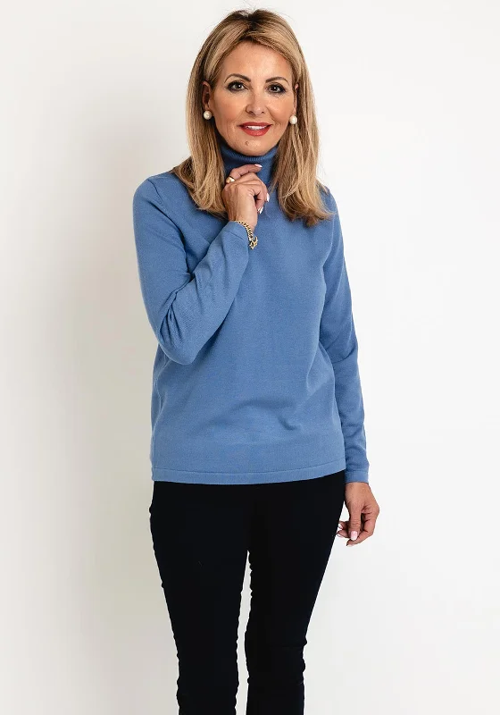 Limited-Time Price Drop!Natalia Collection Roll Neck Knit Sweater, Ocean Blue