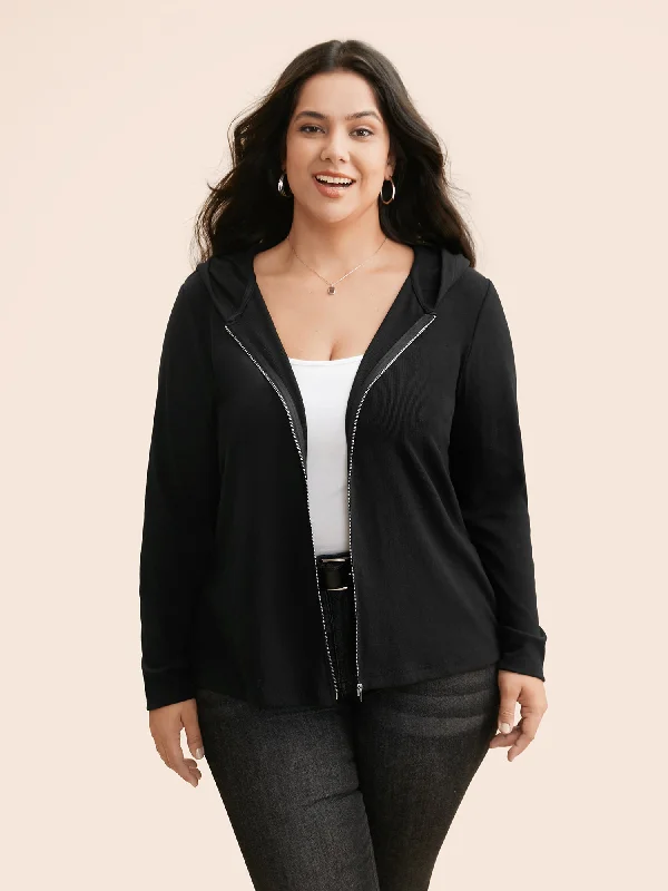 Best Offers of the Month!Hooded Zipper Medium Stretch Sweatshirt
