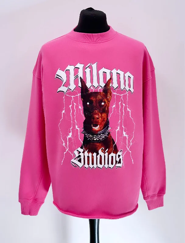 Score Big Savings Today!Hot Pink Heavyweight Graphic Open Hem Sweatshirt.