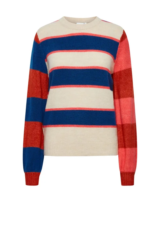 Enjoy Huge Discounts Now!Ichi Contrast Colour Block Sleeve Jumper, Multi