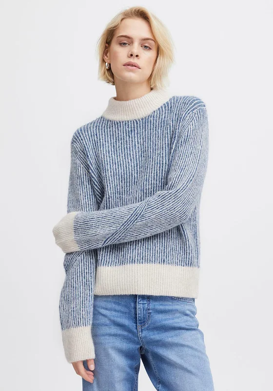 Sale Alert – Get Ready to Shop!Ichi Kamara Striped Funnel Neck Knitted Sweater, Navy & Beige Sale Alert – Get Ready to Shop!Ichi Kamara Striped Funnel Neck Knitted Sweater, Navy & Beige