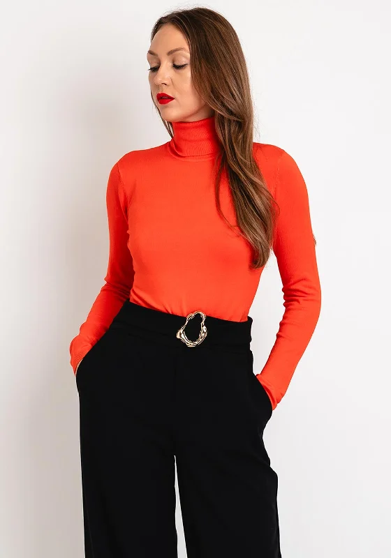 Buy More, Pay Less!Ichi Roll Neck Knit Sweater, Orange