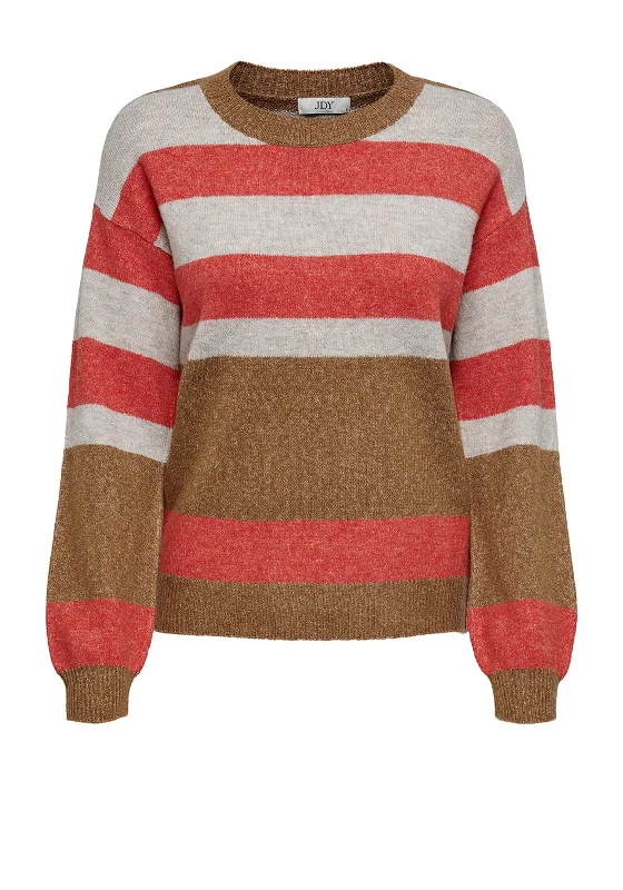 Must-Have Deals Inside!JDY Barbara Stripe Printed Knit Sweater, Toasted Coconut