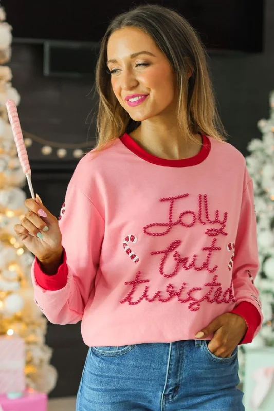 The Best Offers Are Here!Jolly but Twisted Pink Sweatshirt