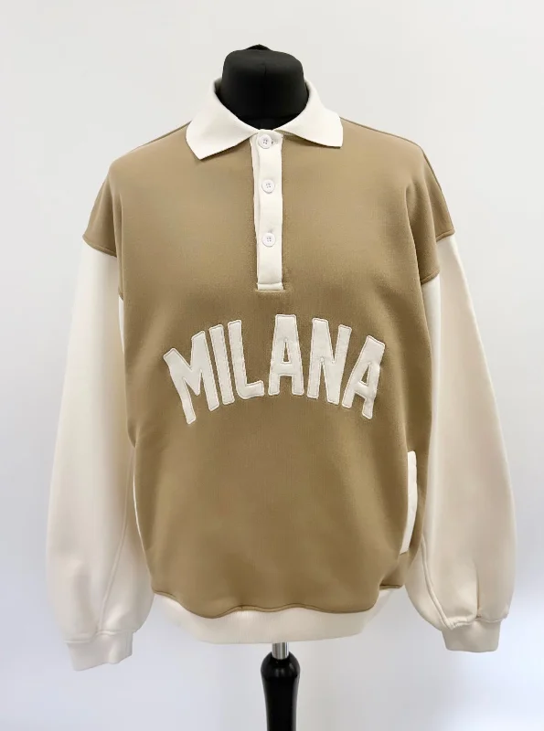 Buy More, Pay Less!Khaki Brown Milana Button Heavyweight Polo Sweat.
