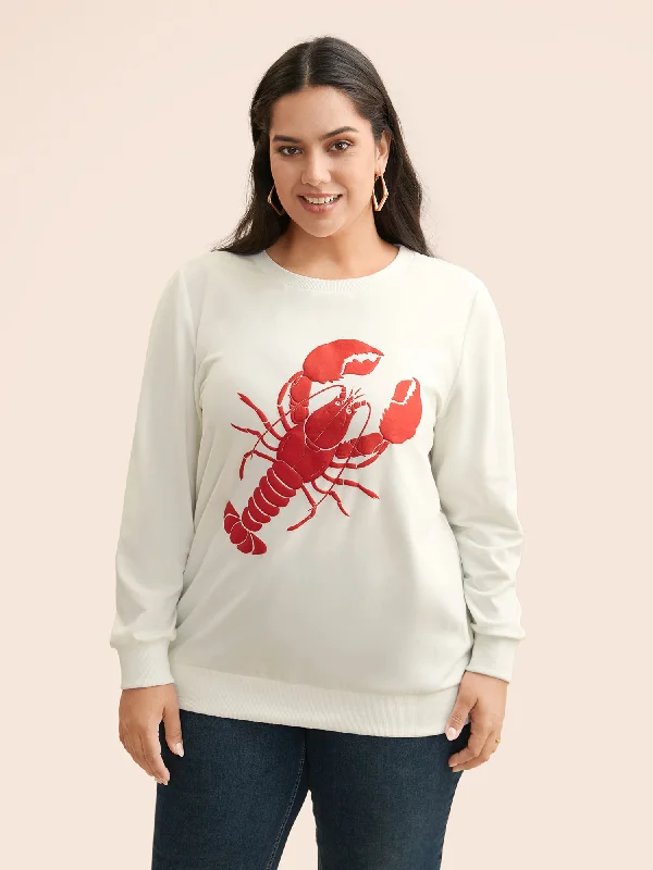 Savings You Can’t Ignore!Lobster Pattern Round Neck Sweatshirt