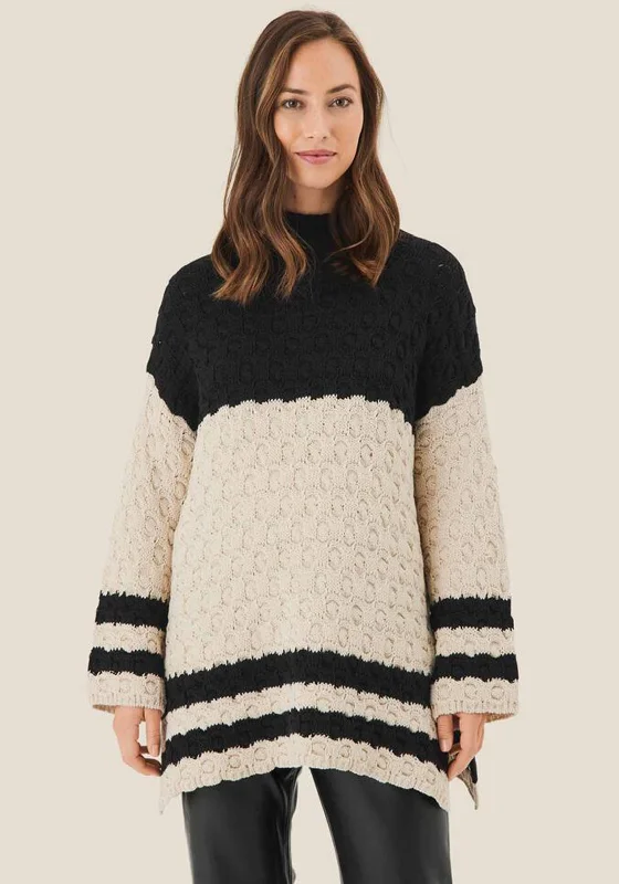 Special Discounts Inside!Masai Famosi Colour Block Chunky Knit Jumper, Black & White Special Discounts Inside!Masai Famosi Colour Block Chunky Knit Jumper, Black & White