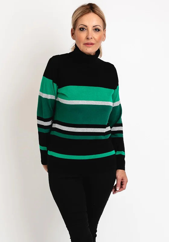 Score Huge Discounts Today!Micha Roll Neck Stripe Knit Sweater, Green Multi