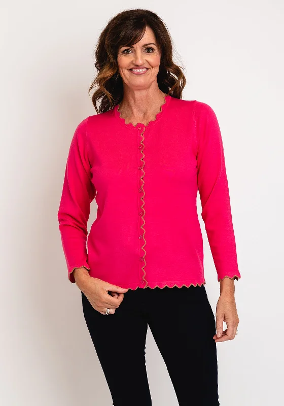 Sale Alert – Get Ready to Shop!Micha Scallop Trim Cardigan, Hot Pink