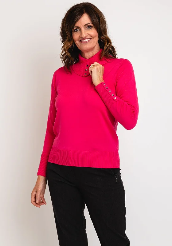 Exclusive Offers You’ll Love!Micha Buttoned Funnel Neck Sweater, Pink