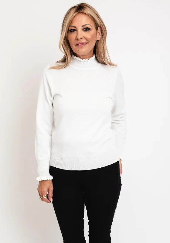Your Wallet Will Thank You!Micha Frilled High Neck Sweater, White