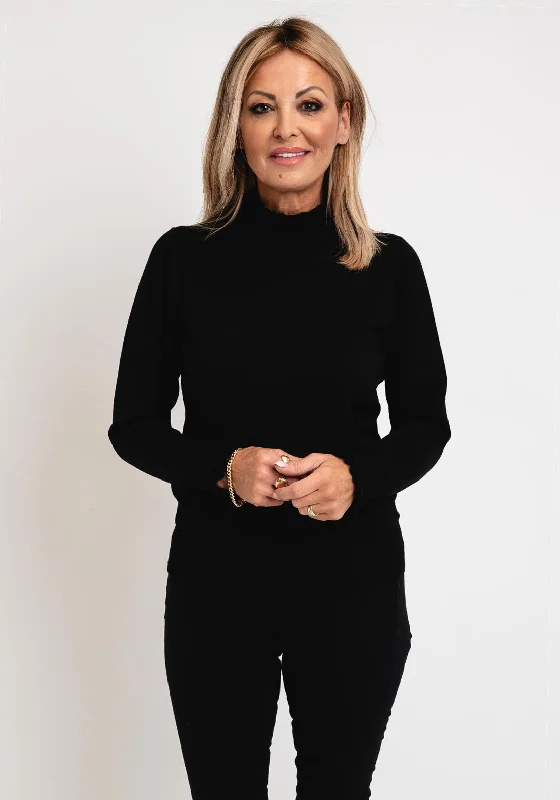 Your Chance to Save is Now!Micha Frilled High Neck Sweater, Black