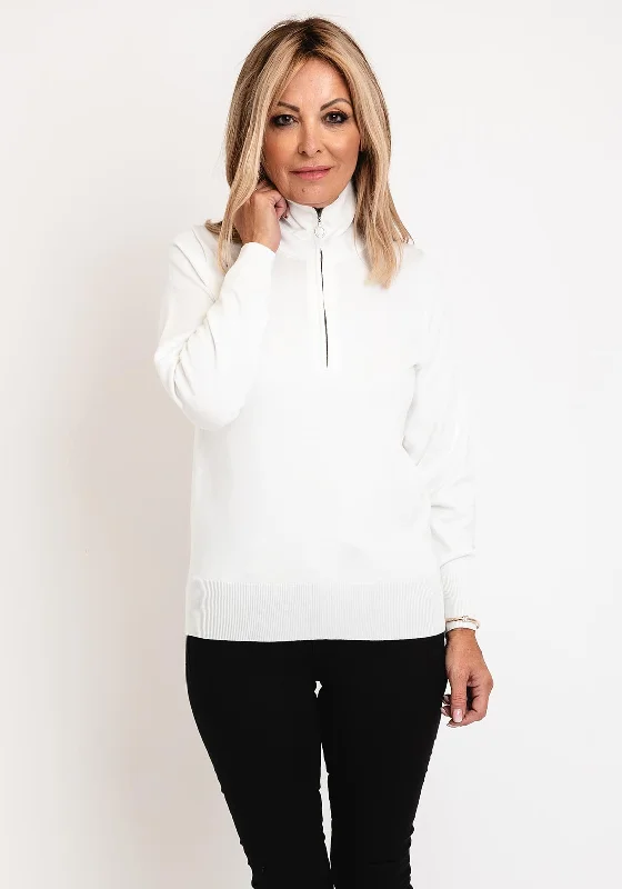 Shop More, Spend Less!Micha Zip Funnel Neck Sweater,White