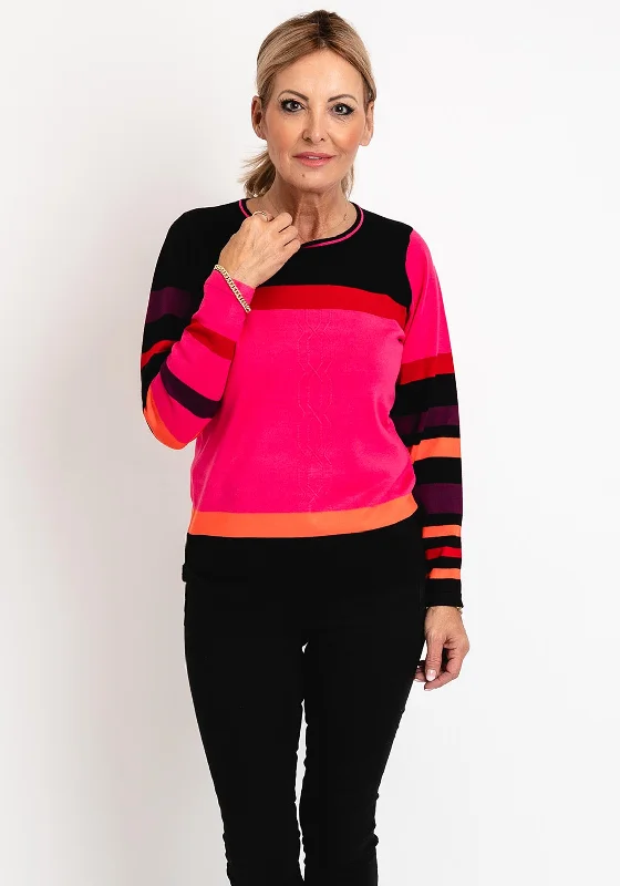 Shop the Hottest Deals!Micha Round Neck Stripe Knit Sweater, Pink