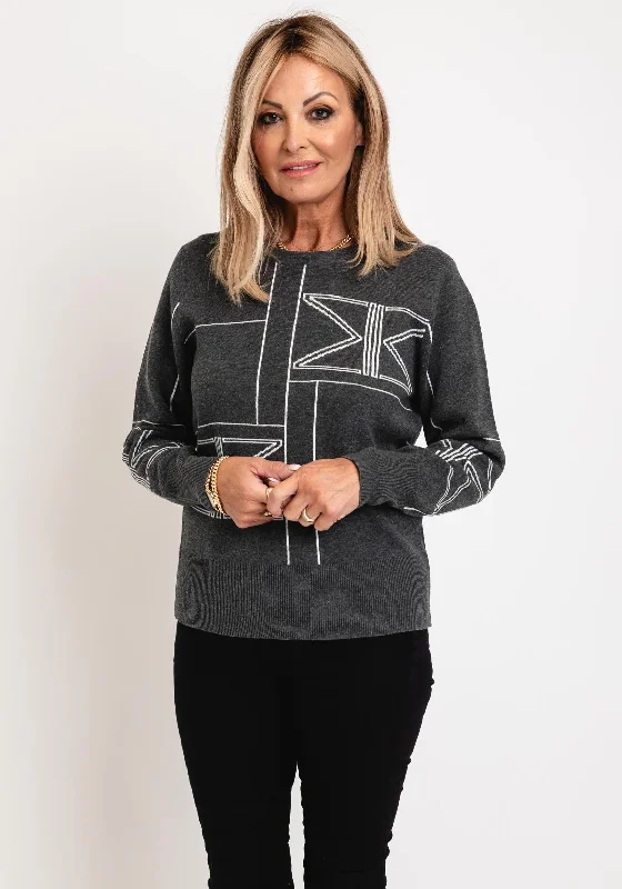 Shop the Hottest Deals!Micha Abstract Print Knit Sweater, Dark Grey