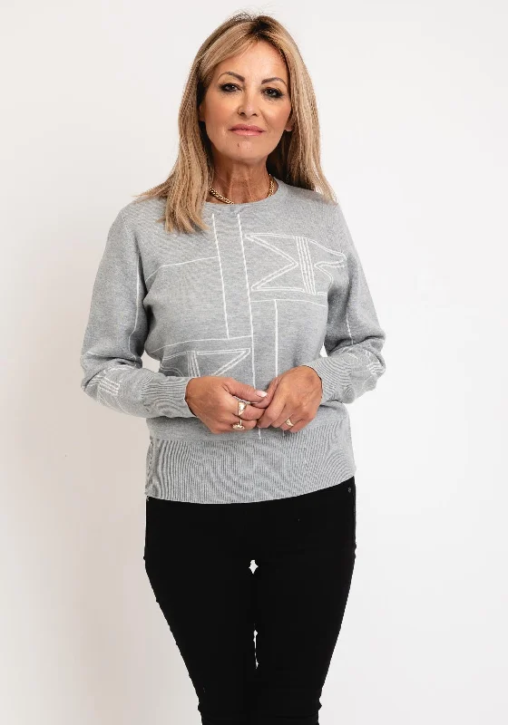 Unmissable Offers Await!Micha Abstract Print Knit Sweater, Grey